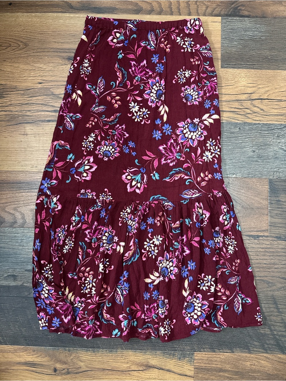 Steve Madden Burgundy Floral Maxi Skirt